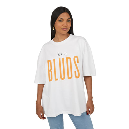 White "S&N Bluds"  DropShoulder T-Shirt