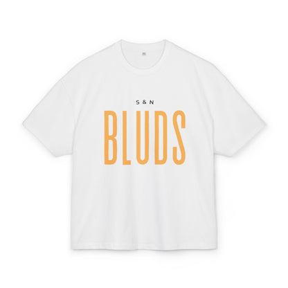 White "S&N Bluds"  DropShoulder T-Shirt