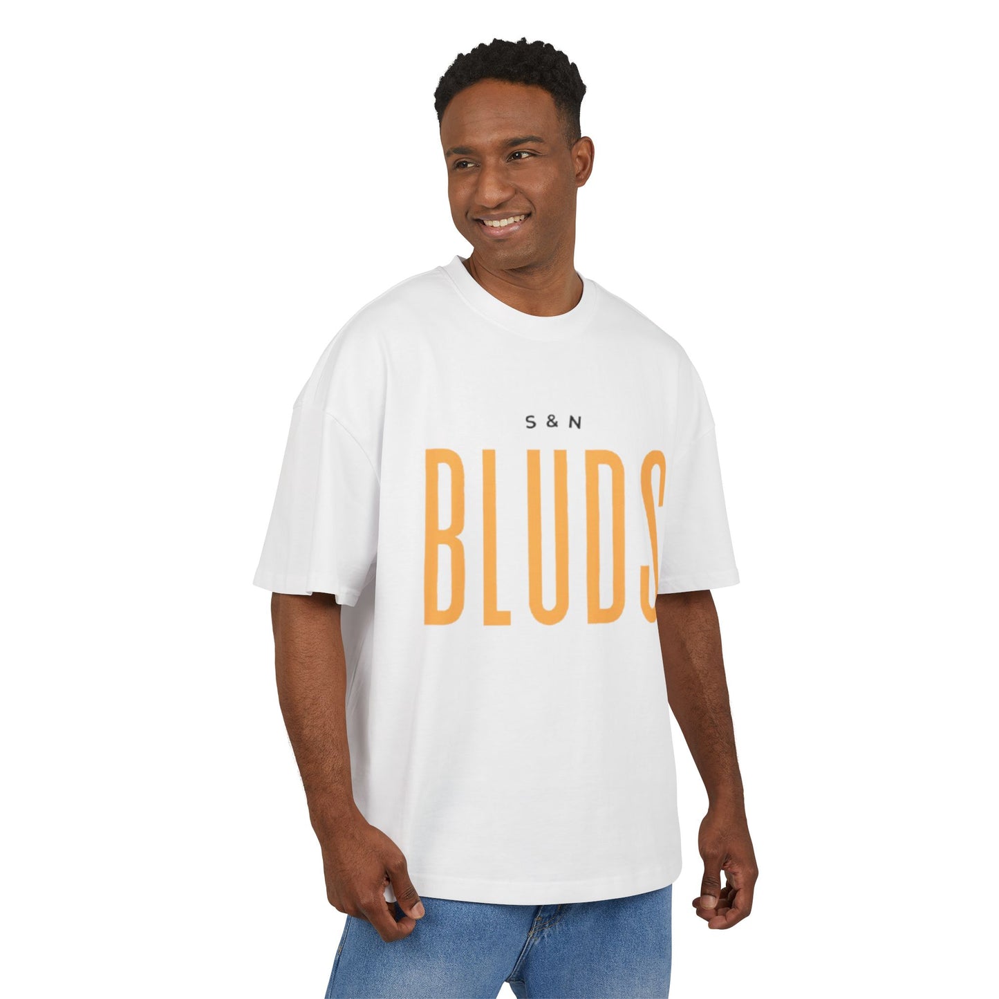 White "S&N Bluds"  DropShoulder T-Shirt